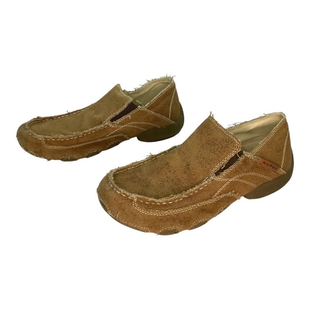 Roper Driving Moc Tan Fabric With Fabric Wrapped Sole Men's‎ Size 8.5